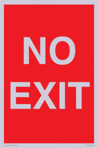 NO EXIT red background